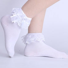 Load image into Gallery viewer, 3 Pack Little Girls Cotton Lace Ruffle Princess Style Dress Socks(2T-12T)