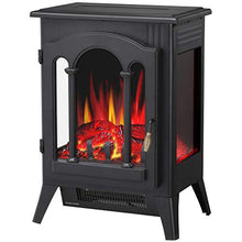 Load image into Gallery viewer, R.W.FLAME Infrared Electric Fireplace Stove, 16" Freestanding Fireplace Heater, Realistic Flame Effects, Adjustable Brightness and Heating Mode, Overheating Safe Design, 1000W/1500W, Black