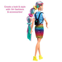Load image into Gallery viewer, Barbie Leopard Rainbow Hair Doll (Blonde) with Color-Change Hair Feature, 16 Hair & Fashion Play Accessories Including Scrunchies, Brush, Fashion Tops, Cat Ears, Cat Purse & More
