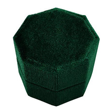Load image into Gallery viewer, Beatilog Velvet Ring Bearer Box - Octagon Double Proposal Ring Display/Vintage Handmade Wedding Ring Holder/Jewelry Storage Gift Case for Engagement, Birthday, Christmas, Photography (Green)