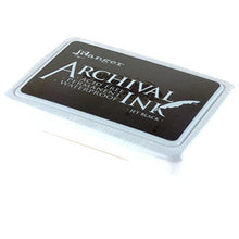 Load image into Gallery viewer, Ranger Archival Ink Pad, Jet Black – Permanent, Waterproof, Acid-Free, Non-Toxic – Won’t Bleed or Smudge – Provides Vivid and Crisp Stamping Results – Air Dry on Matte and Heat Set on Glossy Surfaces