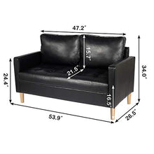 Load image into Gallery viewer, AILEEKISS Mid-Century Sectional Sofa Set Faux Leather Office 3 Pcs Couch Set with Armrest Modern Upholstered Loveseat Couches (1-Seater+1-Seater+2-Seater, Black)