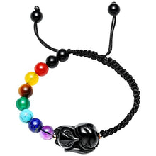 Load image into Gallery viewer, Jewever 7 Chakra Bracelet for Women Fox Black Obsidian Crystals and Gemstones Braided Rope Natural Stone Yoga Meditation Beads Bangle