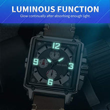Load image into Gallery viewer, MEGIR Men's Analogue Army Military Chronograph Luminous Quartz Watch with Fashion Leather Strap for Sport & Business Work ML2061G (Brown)