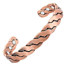 Load image into Gallery viewer, MagnetRX® Pure Copper Magnetic Bracelet - Arthritis Pain Relief & Carpal Tunnel Magnetic Therapy Copper Bracelets for Men - Adjustable Cuff + Gift Box (Copper | Medium - Large)
