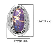 Load image into Gallery viewer, YoTreasure 10x20 mm Purple Copper Turquoise 925 Sterling Silver Rope Design Ring