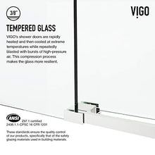 Load image into Gallery viewer, VIGO VG6044STCL6066 2.75"L -60"W -66"H Elan Cass Aerodynamic Frameless Sliding Tub Door with Clear Tempered Glass and Stainless Steel Hardware in Stainless Steel Finish with Reversible Handle