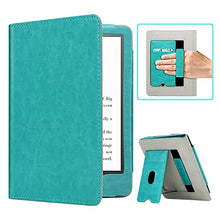 Load image into Gallery viewer, RSAquar New Kindle Paperwhite Case for 11th Generation eReader, 6.8” 2021 Edition, Premium PU Leather Cover with Auto Sleep Wake, Hand Strap, Card Slot, and Foldable Stand, Sky Blue