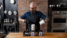 Load image into Gallery viewer, Babish Carving Fork and Whisk Latte Tattoo Mug, 15oz