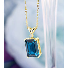 Load image into Gallery viewer, Gem Stone King London Blue Topaz and White Diamond 18K Yellow Gold Plated Silver Pendant Necklace 8.52 Cttw with 18 Inch Chain