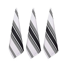 Load image into Gallery viewer, Urban Villa Set of 3 Kitchen Towels Highly Absorbent 100% Cotton Dish Towel 20X30 Inch with Mitered Corners Trendy Stripes Black/White Bar Towels & Tea Towels