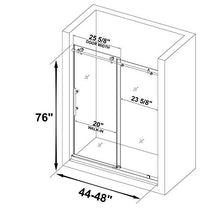 Load image into Gallery viewer, WOODBRIDGE MSDC4876-B Frameless Sliding Glass Shower Door | 44"-48"W x 76"H | Brushed Nickel Finish