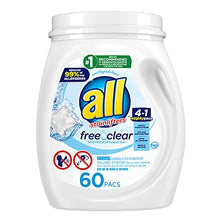Load image into Gallery viewer, All Mighty Pacs Laundry Detergent, Free Clear for Sensitive Skin, Tub, 60 Count