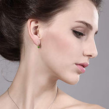 Load image into Gallery viewer, Gem Stone King 0.50 Ct Round Green Tourmaline 14K Yellow Gold Earrings