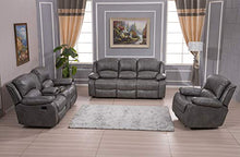 Load image into Gallery viewer, Betsy Furniture 3PC Bonded Leather Recliner Set Living Room Set, Sofa Loveseat Chair Pillow Top Backrest and Armrests 8018 (Grey, Living Room Set 3+2+1)