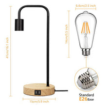 Load image into Gallery viewer, Touch Control Table Lamp, USB Desk Lamp, 3 Way Dimmable Modern Nightstand Lamp with Two USB Charging Ports for Bedroom, Living Room, Office, Dimmable Vintage 6W ST64 E26 LED Bulb Included