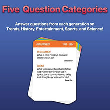 Load image into Gallery viewer, OK Boomer Trivia Card Game | for Game Night, Holiday Party, Camping Games, Travel Cards or Funny Gift | Trivia for All Ages 12+