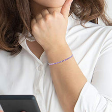 Load image into Gallery viewer, 3.19 CT Round Amethyst Certified Diamond Tennis Bracelet, Antique Purple Stone 14kt Gold Adjustable Bracelet, February Birthstone Anniversary Bracelet, 18K White Gold 7 Inches