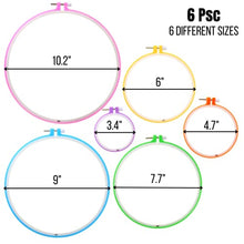Load image into Gallery viewer, Mr. Pen- Embroidery Hoops Set, 6 pcs, 3.4 inch to 10.2 inch, Assorted Colors, Plastic Embroidery Hoop, Cross Stitch Hoops, Embroidery Rings, Cross Stitch Plastic, Sewing Rings Hoops.