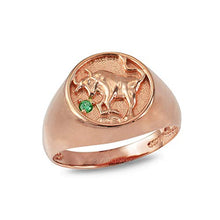 Load image into Gallery viewer, 10K Rose Gold Genuine Emerald May Birthstone Taurus Zodiac Ring (13.5)