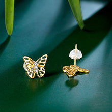 Load image into Gallery viewer, ZENI Butterfly Earrings for Women 14K Gold Plated 925 Sterling Silver Hypoallergenic Small Stud Earrings Jewelry Gift