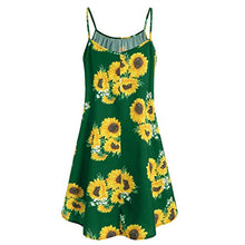 Load image into Gallery viewer, COLNER Women’s V Neck Bow Knot Bandage Top Bohemian Shot Sleeve Sunflower Print Beach Mini Sundresses Suits Mint Green