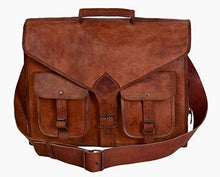 Load image into Gallery viewer, KPL 18 Inch Rustic Vintage Leather Messenger Bag Leather Laptop Bag Men's Leather Briefcase Satchel Bag