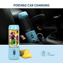 Load image into Gallery viewer, Portable Smoothie Blender, REDMOND USB Rechargeable Blender 4000mAh with 480ml Glass Travel Bottle, 6 Stainless Steel Blades, Battery Indicator for Shakes and Smoothies Outdoor (Baby Blue)