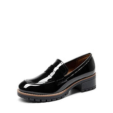 Load image into Gallery viewer, DREAM PAIRS Black Loafers Shoes Women, Slip On Platform Chunky Penny Heeled Lug Sole Loafers for Women Dressy and Work, Womens Business Casual Shoes, Black-pat, Size 7.5, Sdls2319w
