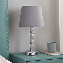Load image into Gallery viewer, 3 Way Dimmable Touch Control Crystal Table Lamp with 2 USB Charging Ports, Acaxin Bedside Light with Mordern Gray Fabric Shade, Bed Lamp for Bedroom, Living Room, Guest Room Set of 2 (Bulb Included)