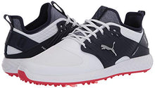 Load image into Gallery viewer, Puma Golf Men's Ignite Pwradapt Caged Golf Shoe, Puma White-Puma Silver-Peacoat, 10.5 M US