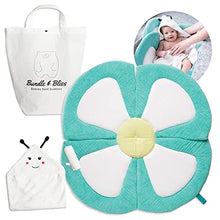 Load image into Gallery viewer, Organic Bamboo Baby Bath Flower Sink Insert Giftable 4PC Set | Baby Sink Bath Cushion, Bee Towel & Washcloth | Flower Baby Bath Sink Insert Infant Tub | Flower Bath Baby Bather for Newborns