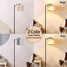 Load image into Gallery viewer, Rottogoon Floor Lamp for Living Room, LED Standing Lamp with 2 Lamp Shades Tall Industrial Arc Floor Lamp Reading for Bedroom, Office, Study Room (9W LED Bulb, Beige & Gray Shades Included)