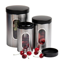 Load image into Gallery viewer, Mind Reader 3 Piece Canister Set, 1, 1.5, 2 Quart, Silver with Black