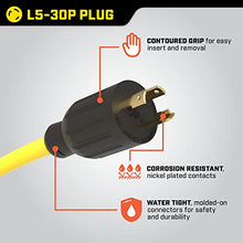 Load image into Gallery viewer, Champion Power Equipment 48034 25 ft. 30A 125V Generator Power 3750 Watts (L5-30P to Three 5-15R) Extension Cord, yellow