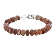 Load image into Gallery viewer, NirvanaIN Mocha Moonstone Bracelet, Gemstone Beads Bracelet Chocolate Moonstone Bracelet Gift for Her Brown Beaded Bracelet with Sterling Silver Chain