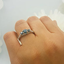 Load image into Gallery viewer, Dazzlingrock Collection 1.00 Carat (ctw) 14k Round White And Blue Diamond 3 Stone Ladies Bridal Engagement Ring 1 CT, White Gold, Size 7