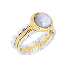 Load image into Gallery viewer, Silpada 'in Good Campanile' Stacking Rings with Natural Blue Lace Agate in Sterling Silver & Brass, Size 9