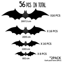 Load image into Gallery viewer, Halloween Party Indoor Outdoor Decor Supplies, 56 PCS Reusable PVC 3D Decorative Scary Bats Wall Sticker Comes with Double Sided Foam Tape