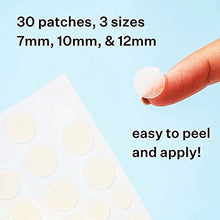 Load image into Gallery viewer, Peach Slices Acne Spot Dots | Clear Hydrocolloid Acne Pimple Patch for Zits and Breakouts | Treats, Drains, and Shrinks Blemishes | Vegan and Cruelty-Free | Three Sizes 7mm, 10mm, 12mm (30 Count)