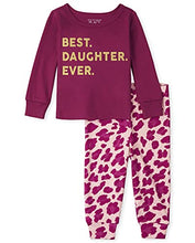 Load image into Gallery viewer, The Children's Place Baby and Toddler Girls Best Daughter Snug Fit Cotton Pajamas, Freesia Frost, 9-12 Months