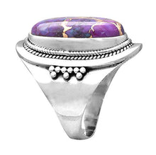 Load image into Gallery viewer, YoTreasure 10x20 mm Purple Copper Turquoise 925 Sterling Silver Rope Design Ring