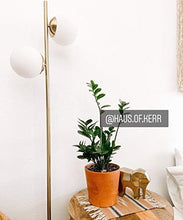 Load image into Gallery viewer, Brightech Sphere - Mid Century Modern 2 Globe Floor Lamp for Living Room Bright Lighting - Contemporary LED Standing Light for Bedrooms & Offices - Gold/Antique Brass Indoor Pole Light