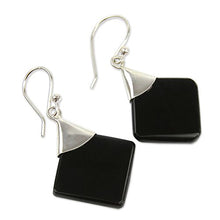 Load image into Gallery viewer, NOVICA Geometric Obsidian .925 Sterling Silver Dangle Earrings, Synthesis'