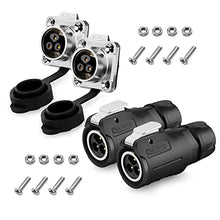 Load image into Gallery viewer, 3 Pin Connector, Waterproof Wire Connectors, Aviation Cable Connector for Industrial, Power, Car, and Other Indoor/Outdoor Electrical Connector(2Pcs, Solder, Metal+Plastic Male Female Plug Socket)
