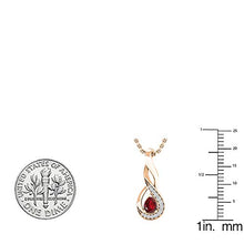 Load image into Gallery viewer, Dazzlingrock Collection 18K 5X4 MM Pear Lab Created Ruby & Round Diamond Ladies Teardrop Pendant, Rose Gold