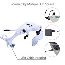 Load image into Gallery viewer, YOCTOSUN LED Head Magnifier, Rechargeable Hands Free Headband Magnifying Glass with 2 Led, Professional Jeweler's Loupe Light Bracket and Headband are Interchangeable