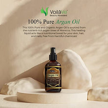 Load image into Gallery viewer, VoilaVe USDA and ECOCERT Pure Organic Moroccan Argan Oil for Skin, Nails & Hair Growth, Anti-Aging Face Moisturizer, Cold Pressed, Hair Moisturizer, Rich in Vitamin E & Carotenes, 4 fl oz