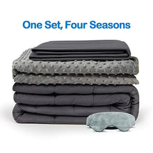 Load image into Gallery viewer, BUZIO Weighted Blanket 4 Piece Set with 2 Removable Duvet Covers & 1 Weighted Sleep Mask, Heavy Blanket for Hot & Cold Sleepers - Kids or Adults (60 x 80 inches - 20 lbs,Gray)