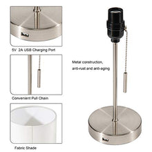 Load image into Gallery viewer, DEEPLITE Small Table Lamp, Bedside Lamp with USB Port, Simple Designed Modern Lamps for Bedrooms Living Room Office Nightstand Side/End Table, Brushed Nickel Metal Base, White Lampshade (Set of 2)